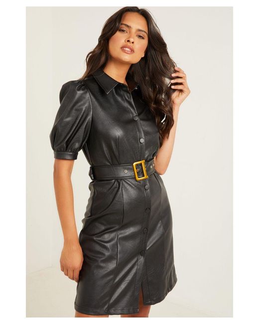 Quiz Black Faux Leather Bodycon Dress