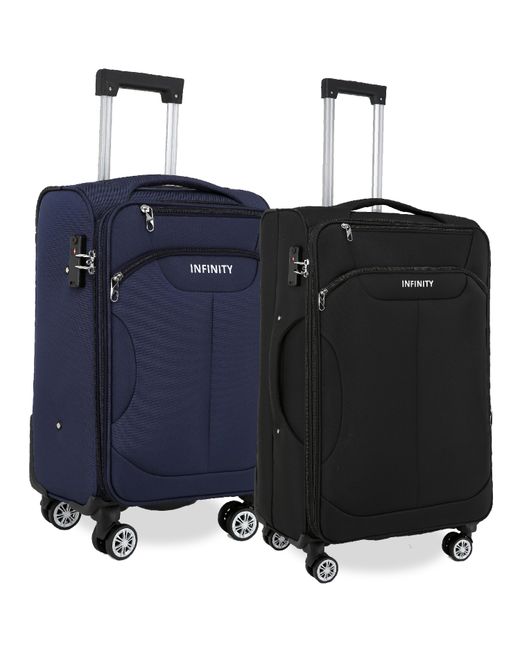 Infinity Leather Blue Soft Cabin Suitcase 36.5 X 23.5 X 58 Cm Nylon 900D Suitable Integrated Tsa Lock For Easyjet, Ryanair, Wizzair
