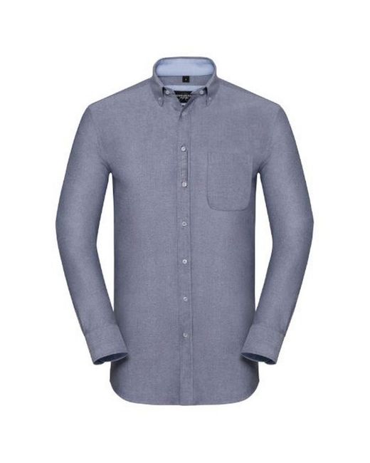 Russell Blue Collection Long Sleeve Tailored Oxford Shirt (Oxford/Oxford) for men