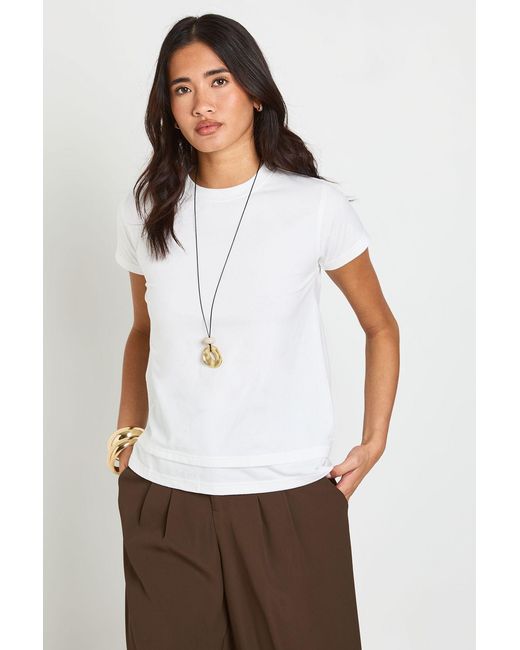 Boohoo White Double Hem T-Shirt