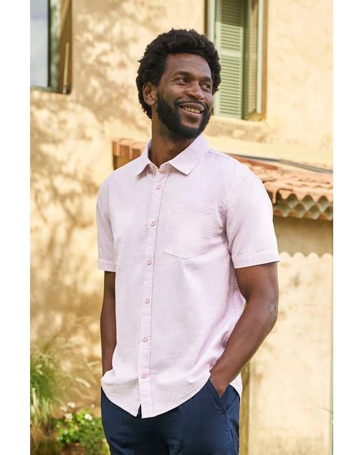 Mountain Warehouse Purple 'Lowe' Shirt Cotton Linen Short Sleeve Breathable Casual Top for men