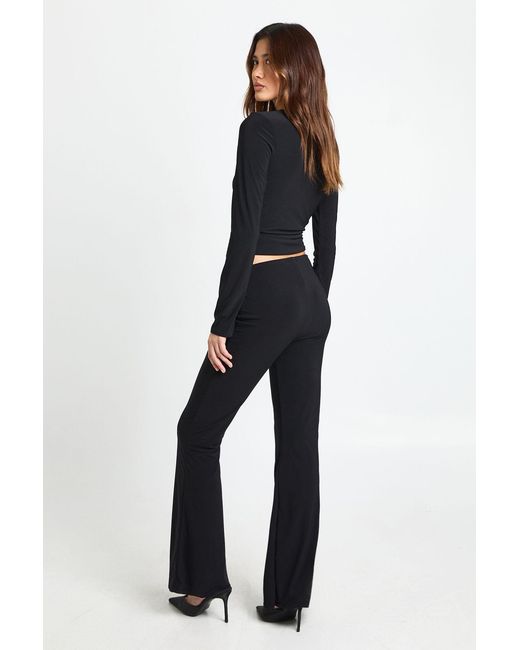 Boohoo Black Double Layer Slinky Flare With Trim Detail