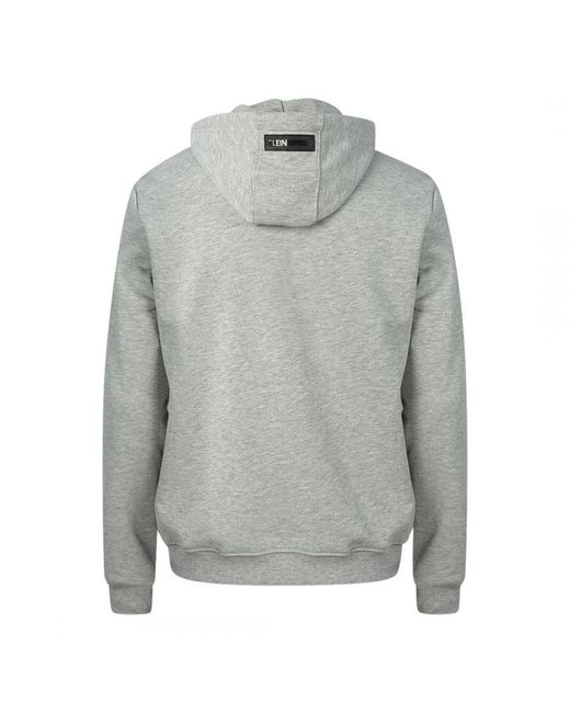 Philipp Plein Gray Logo Hoodie Cotton for men