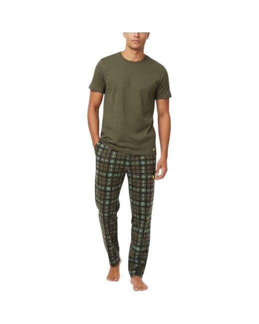 Lyle & Scott Green Cotton Casul Rich Checked Regalur Fit Pajamas Set for men