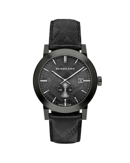 Burberry Black Bu9906 City Leather Strap Watch for men