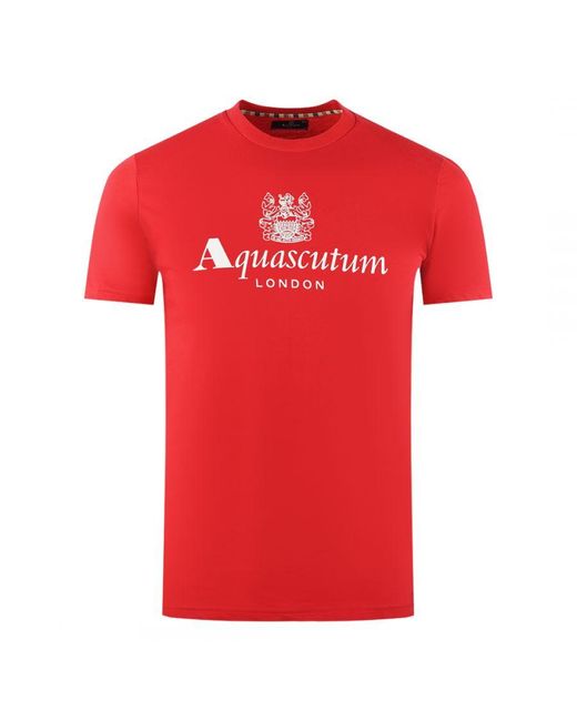 Aquascutum London Aldis Brand Logo Red T-shirt voor heren