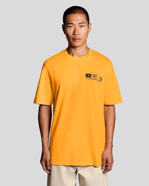 Lyle & Scott Orange Back Print Graphic T-Shirt for men