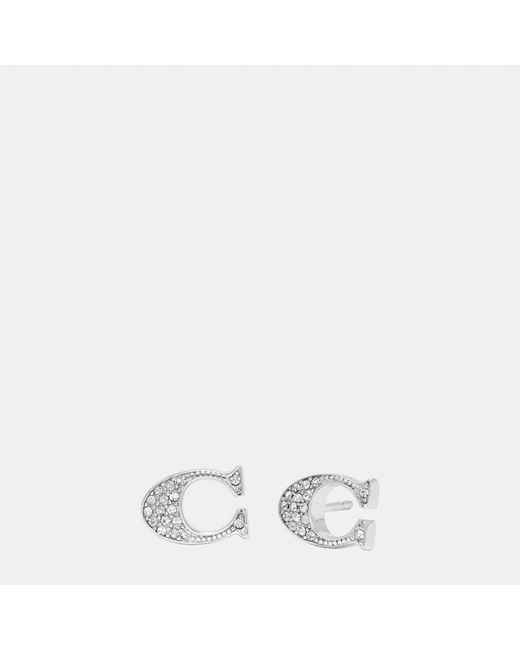 COACH White Signature C Stud Earring