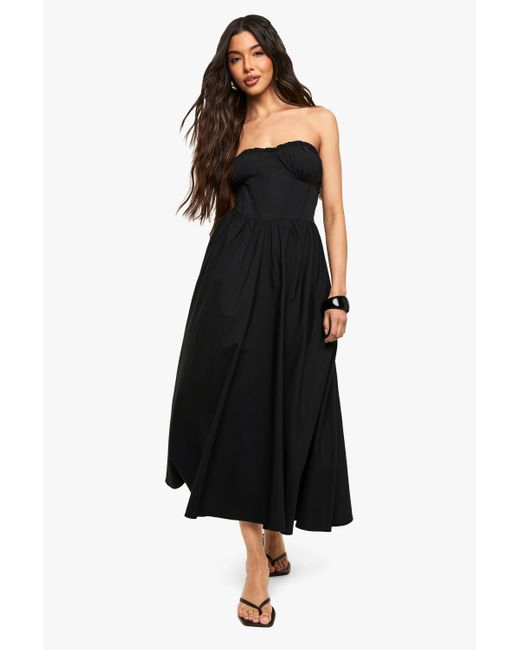 Boohoo Black Bandeau Skater Midaxi Dress