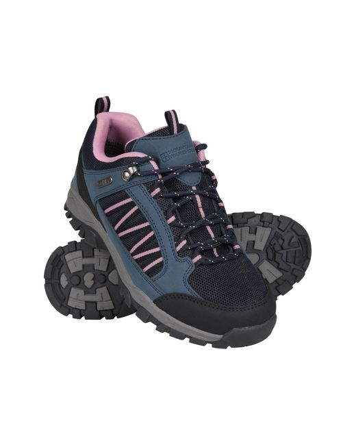 Mountain Warehouse Blue 'Path' Walking Shoes Waterproof Breathable Cushioned Hiking Footwear