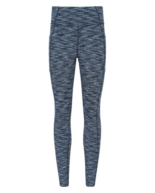 Mountain Warehouse Blue 'Breathe & Balance' High Waisted Leggings With Side Pockets Stretchy Bottoms