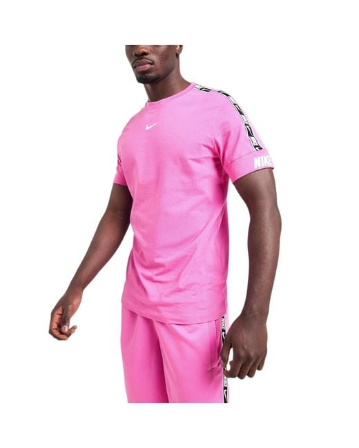 Nike Pink T Shirts Tape Nsw Repeat Fleece Cotton Sportswear for men