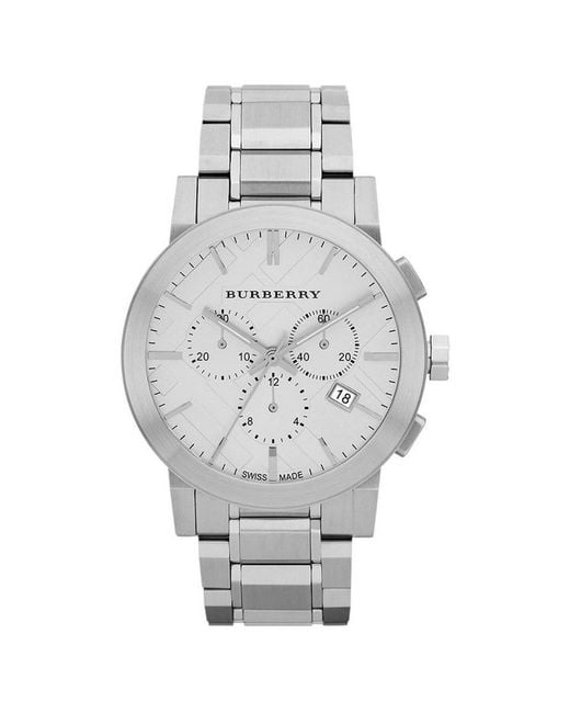 Burberry Metallic Bu9350 Large Check Stainless Steel Bracelet Watch for men