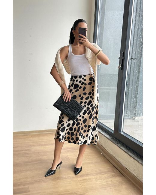 MixRay Luipaard Midi Rok in het Natural
