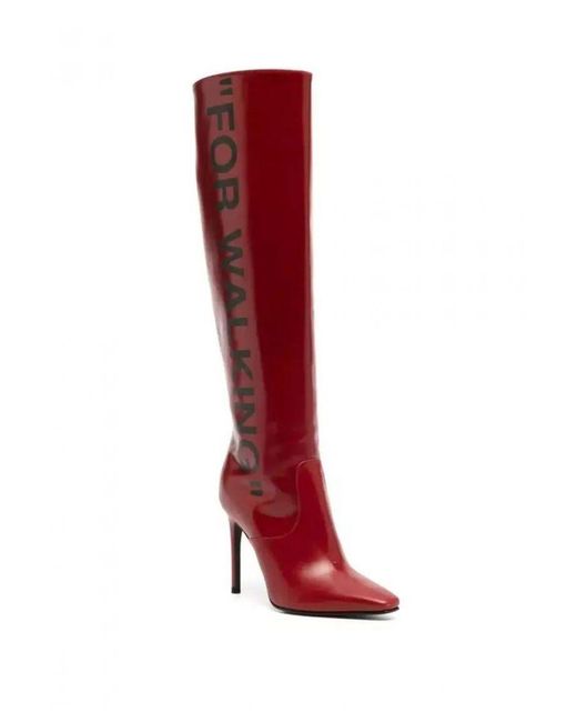 Off-White c/o Virgil Abloh Red Off- Leather Boot