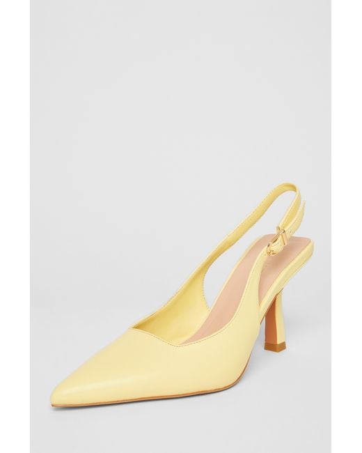 Quiz Lemon Sling Back Court Heels in Natural | Lyst UK