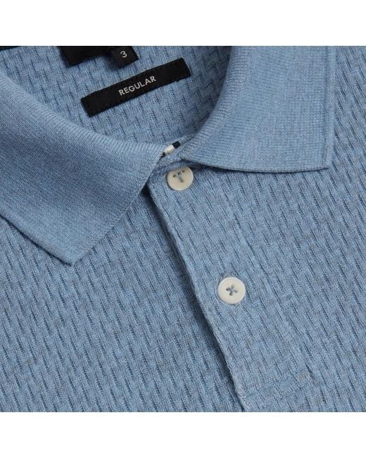Ted Baker Blue Redman Regular Textured Sky Polo Shirt for men