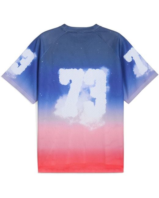 PUMA Blue Hooptopia Sunset Hoops Jersey Short Sleeve Performance T-Shirt for men