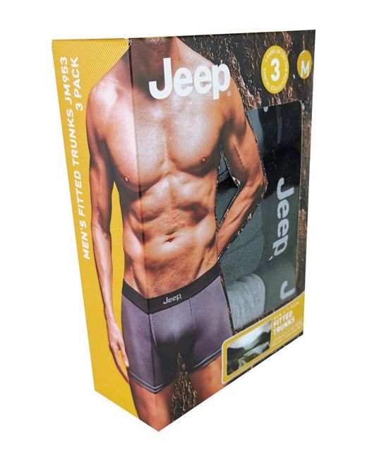 Jeep Gray 3 Pairs Cotton Rich Blend Everyday Fitted Brief Trunks for men