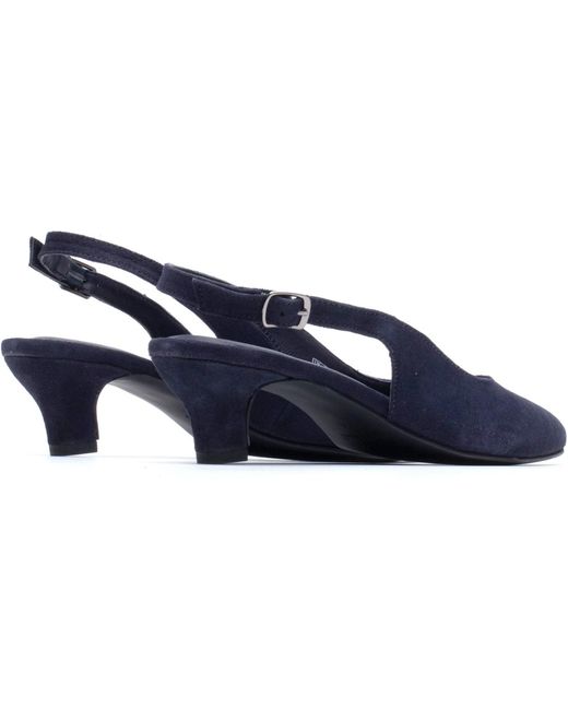 Hush Puppies Blue Nahla Buckle Kitten Heel Leather Round Slingback Shoes