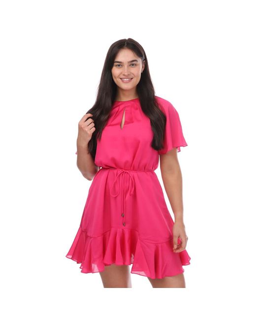 Ted Baker Pink "Elsieee" Minikleid Geriffelter Saum Für Damen