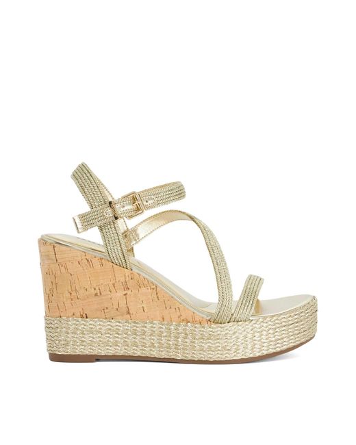 Dune Metallic Koda Cork Wedge Sandals
