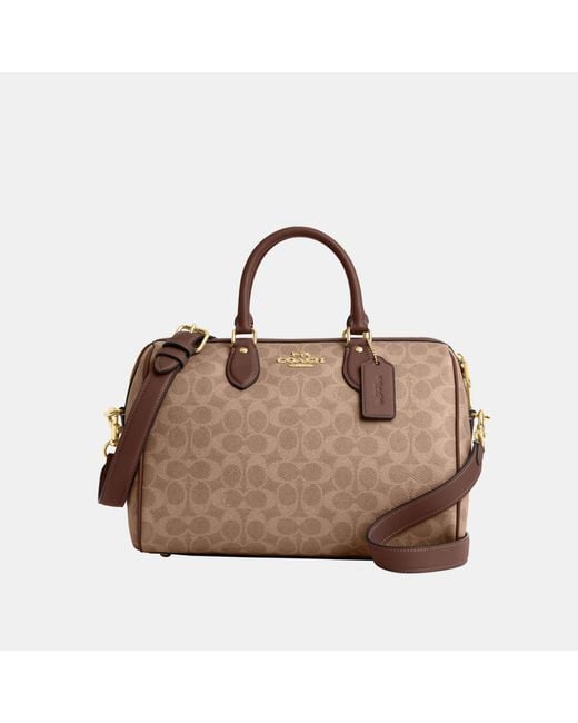 COACH Brown Rowan Large Satchel Bag