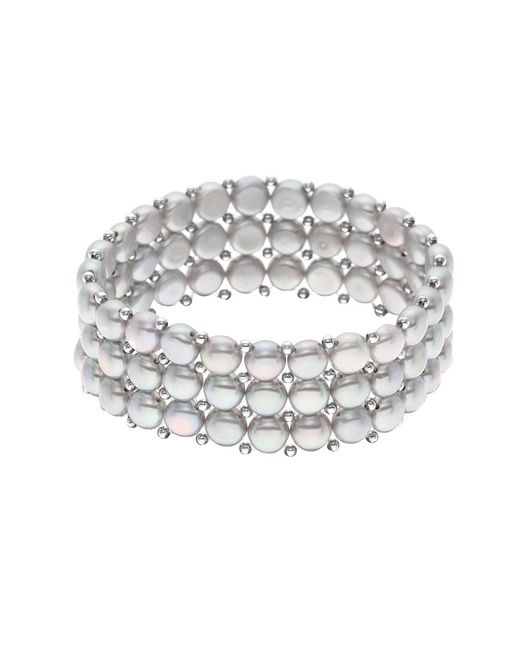 Ateliers Saint Germain Metallic Bracelet 3 Rows Of Real Freshwater Pearls