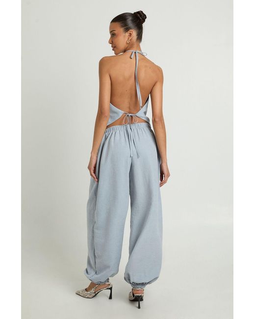 Boohoo White Balloon Elasticated Waist Trouser