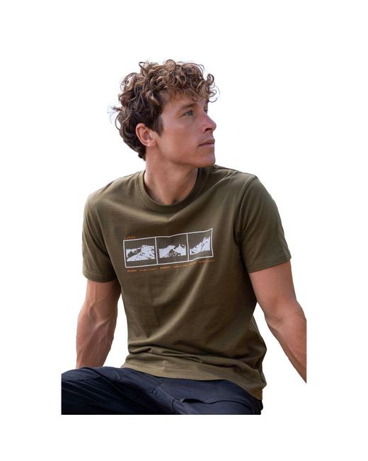 Mountain Warehouse 3 Peaks Biologisch Katoenen T-shirt (groen) in het Brown voor heren