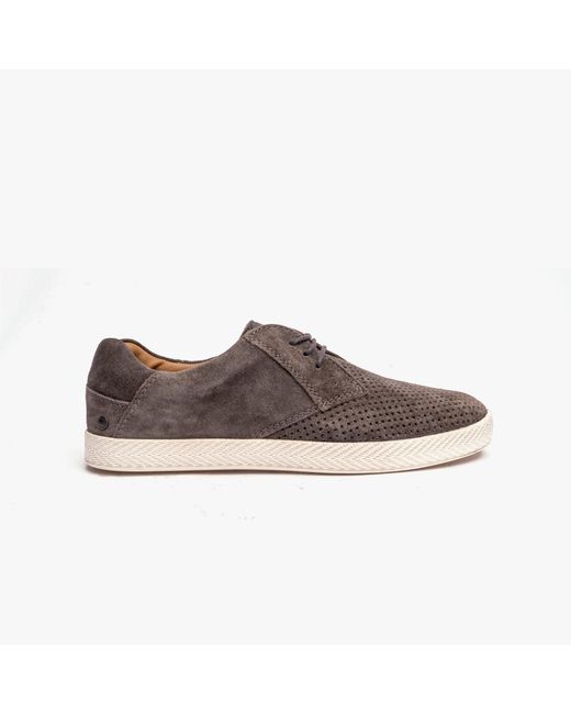 Base London Brown Keel Perforated Suede Casual Shoes for men