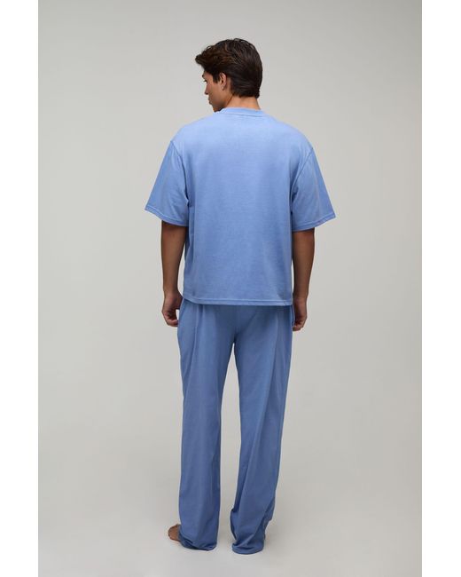 BoohooMAN Blue Loungewear Oversized T-Shirt And Straight Leg Lounge Set for men