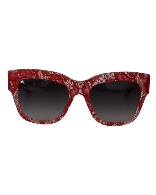 Dolce & Gabbana Red Gorgeous Italian Crafted Rectangle Sunglasses