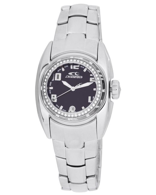 Chronotech Gray Stainless Band Dark Dial Watch Stainless Steel for men