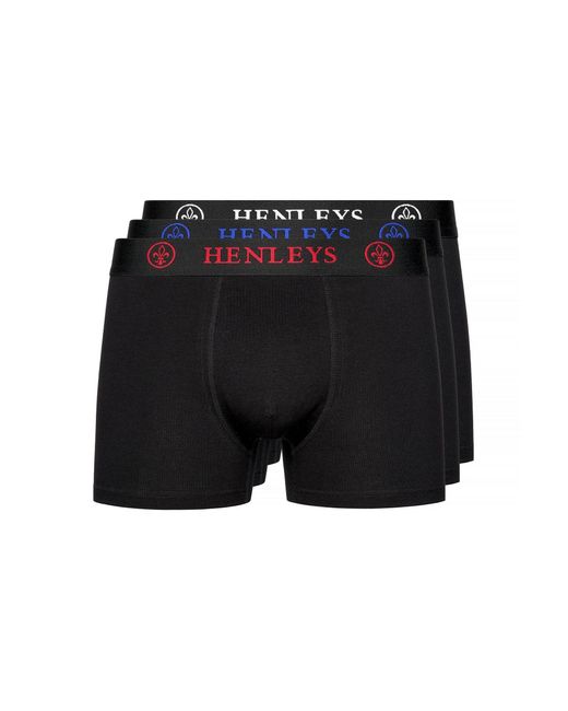 Henleys Black Trilock Boxer Shorts (Pack Of 3) for men