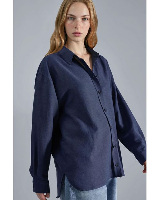 Hiccup Blue Linen Blend Shirt