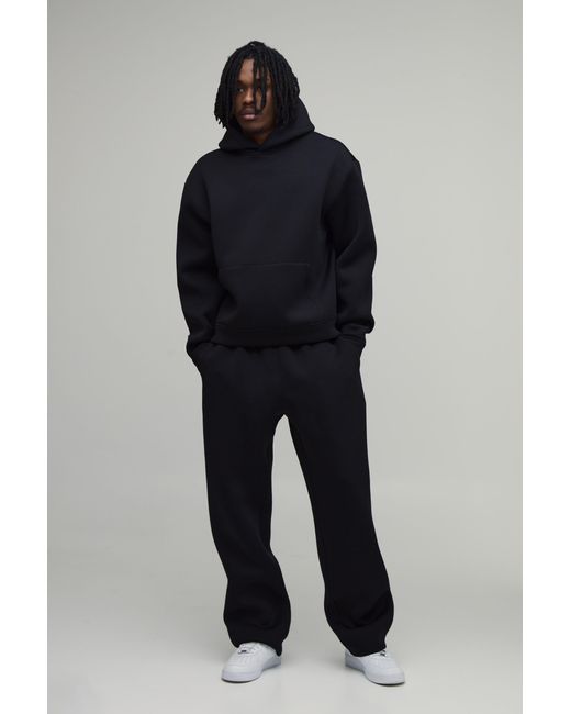 BoohooMAN Blue Tall Oversized Boxy Bonded Scuba Hoodie & Jogger Tracksuit for men