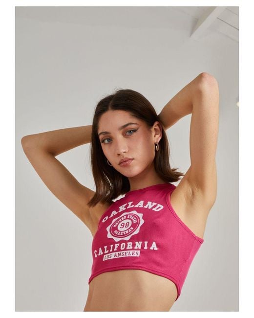 Pink Vanilla Pink Oakland Ribbed Cropped Vest