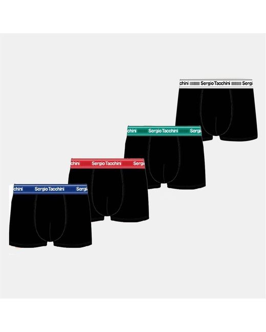 Sergio Tacchini Black 4 Pack Plain Design Boxer Brief for men