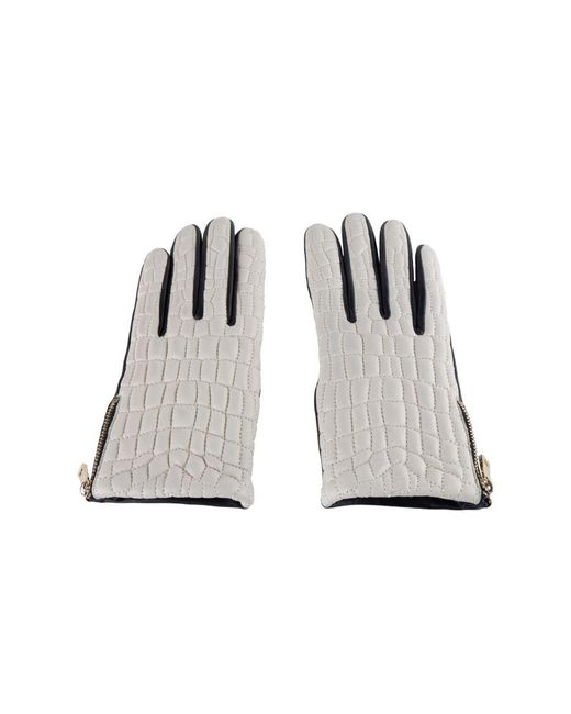 Class Roberto Cavalli White Lambskin Leather Gloves