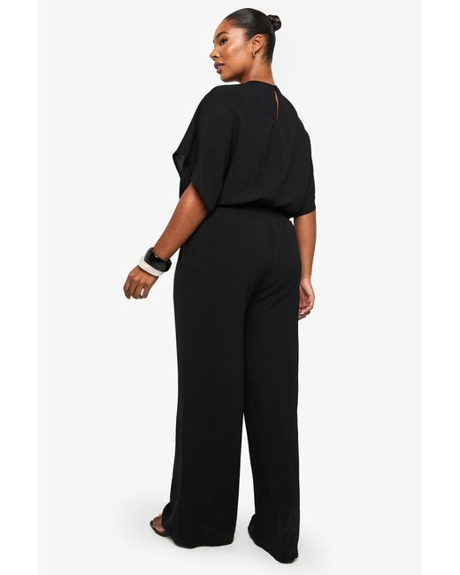 Boohoo Black Plus Blouson Sleeve Wide Leg Jumpsuit