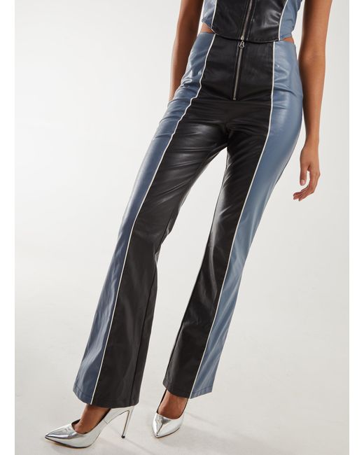 Pink Vanilla Blue Pu Flared Trousers