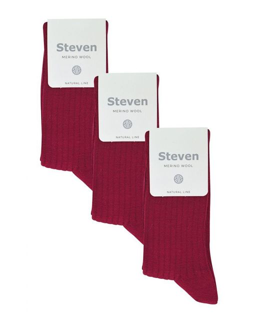 Steve Madden Red Burgundy 3 Pairs Ladies Merino Wool Winter Thick Cushion Warm Boot Socks