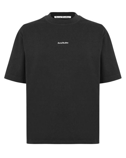 Acne Black Small Logo Stamp T-Shirt for men