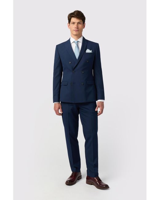 Limehaus Blue Slim Double Breasted Jacket for men