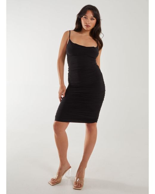 Pink Vanilla Black Slinky High Neck Midi Dress