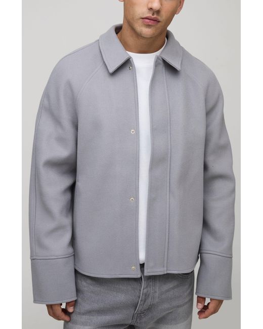 BoohooMAN Gray Oversized Raglan Sleeve Overshirt for men