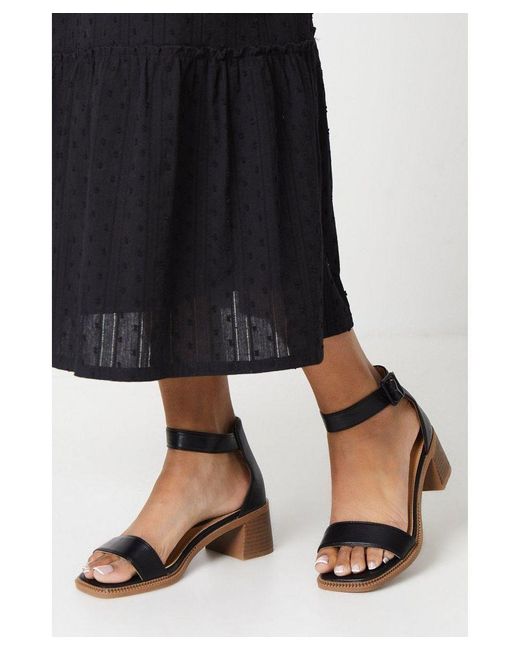 Dorothy Perkins Black Sasha Comfort Stacked Low Block Heeled Sandals