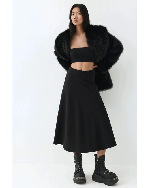 Hiccup Black Maxi A-Line Skirt With Zipper Closure
