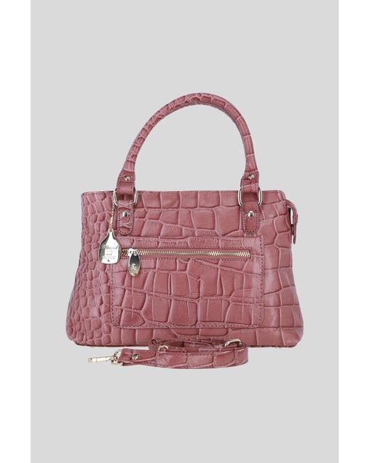 Ashwood Leather Pink Real Handbag With Detachable Crossbody Strap